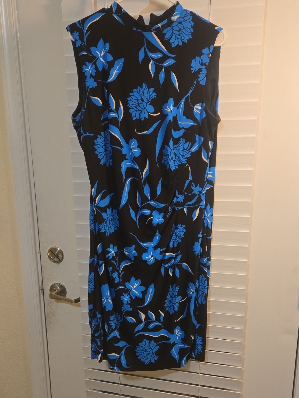 Nine West Black Midi Dress with Bright Blue Floral Print